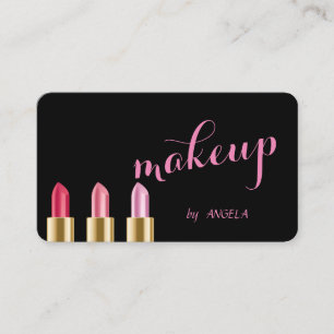 Modern Elegant Glamorous Black,Lipstick Business Card