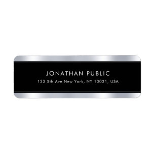 Modern Elegant Glamorous Black Silver Template Label