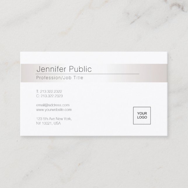 Modern Elegant Glamorous Faux Silver Trendy Logo Business Card (Front)