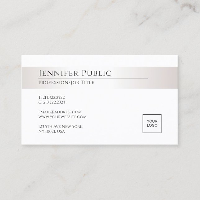 Modern Elegant Glamorous Silver Look Template Business Card (Front)