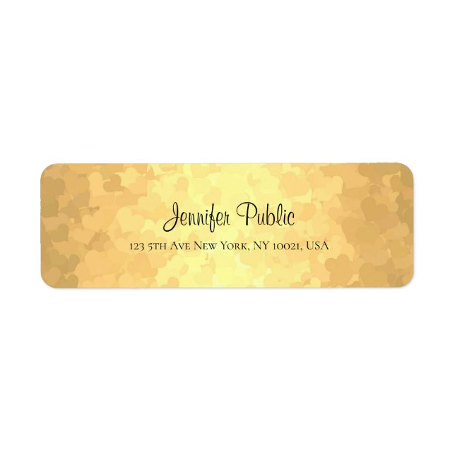 Modern Elegant Glamour Gold Hand Script Text Label (Front)