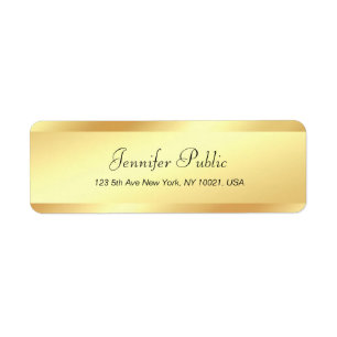 Modern Elegant Glamour Gold Handwritten Name Text Label