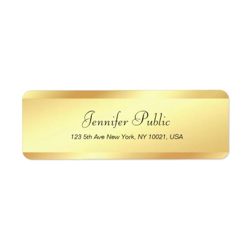 Modern Elegant Glamour Gold Handwritten Name Text Label