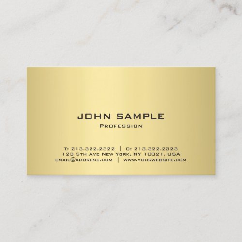 Modern Elegant Glamour Gold Look Professional Chic Business Card