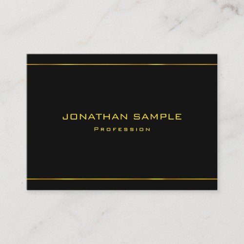 Modern Elegant Glamour Gold Striped Black Template Business Card