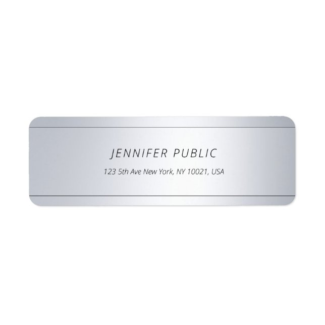 Modern Elegant Glamour Silver Cursive Text Plain Label (Front)
