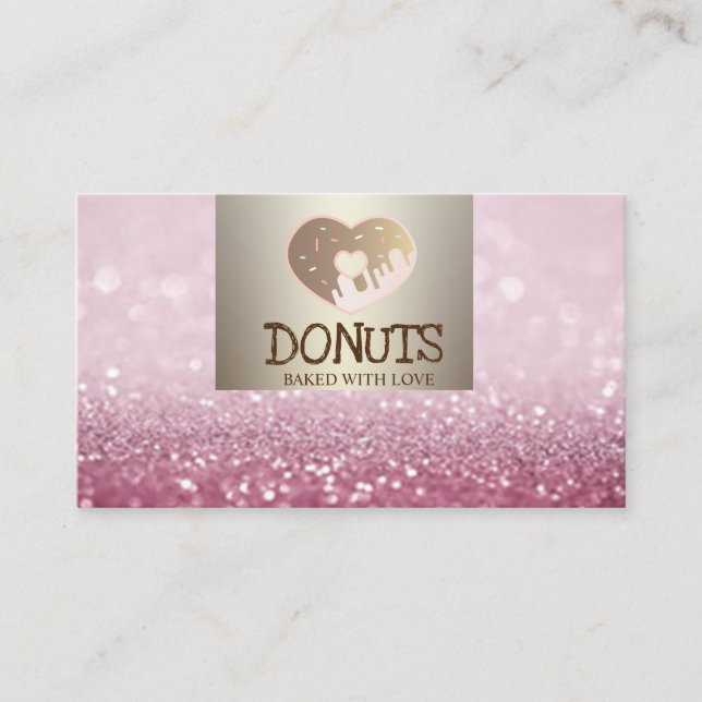 Modern Elegant,Glitter Bokeh,Donuts,Bakery Business Card (Front)