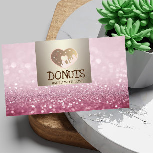 Modern Elegant,Glitter Bokeh,Donuts,Bakery Business Card