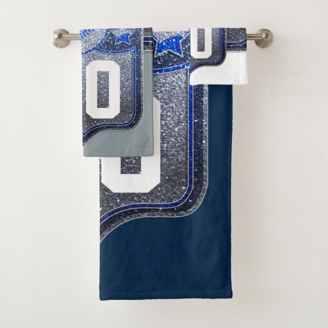 Modern Elegant Glitter College Football USA Sports Bath Towel Set (Insitu)