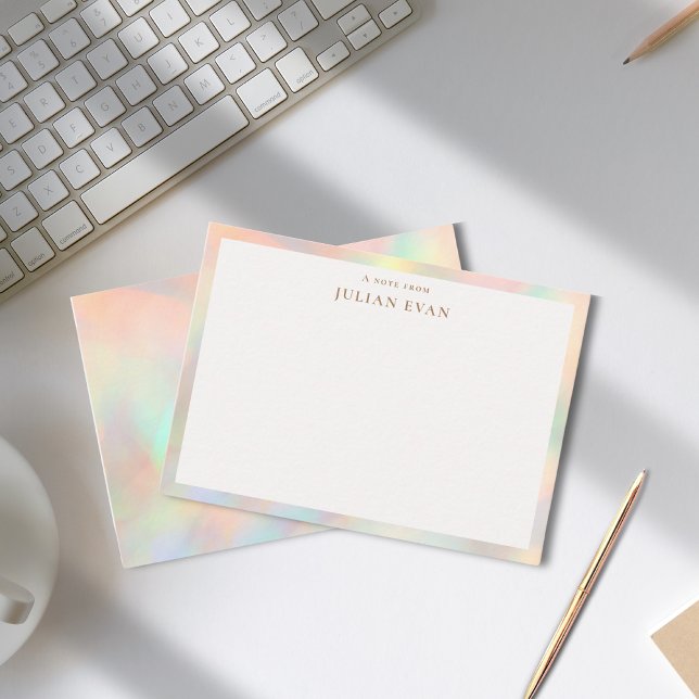 Modern Elegant Glitter Holographic Border Note Card (Modern Elegant Glitter Holographic Border Notecard)