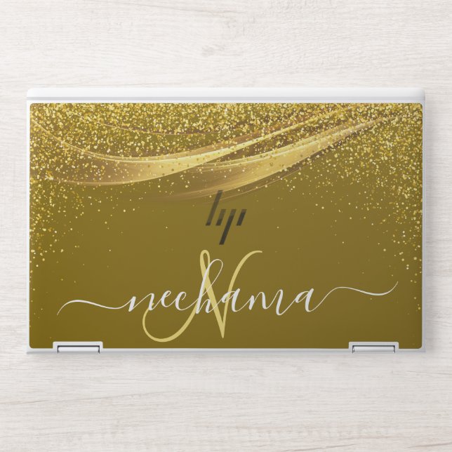 Modern Elegant Glitter Monogram  HP Laptop Skin (Front)