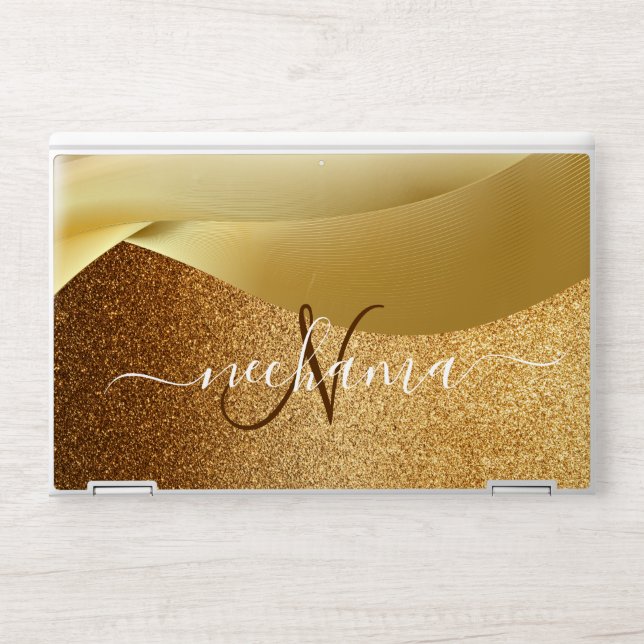 Modern Elegant Glitter Monogram  HP Laptop Skin (Front)