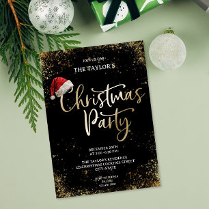 Modern Elegant Glitter Santa Claus Christmas Party Invitation