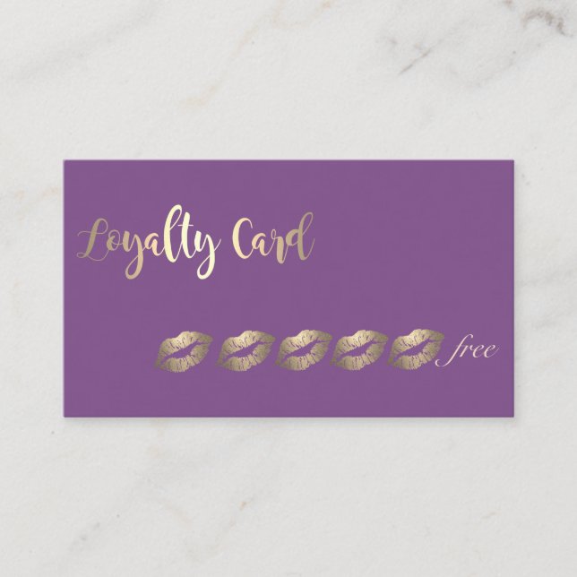 Modern Elegant  Glittery Lips Loyalty Card (Front)