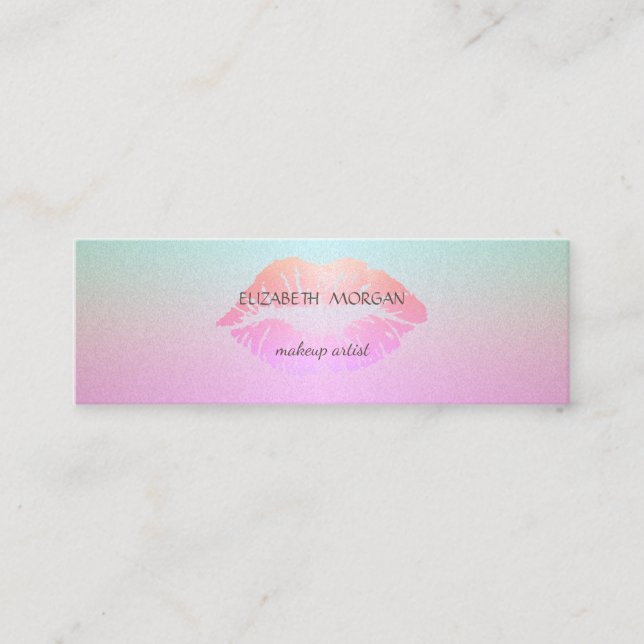 Modern Elegant Glittery Lips Mini Business Card (Front)