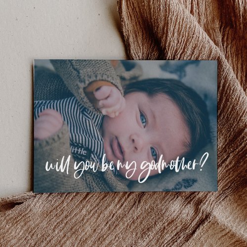 Modern elegant Godmother proposal photo card