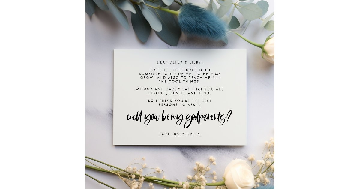 Modern elegant Godparents proposal text card | Zazzle