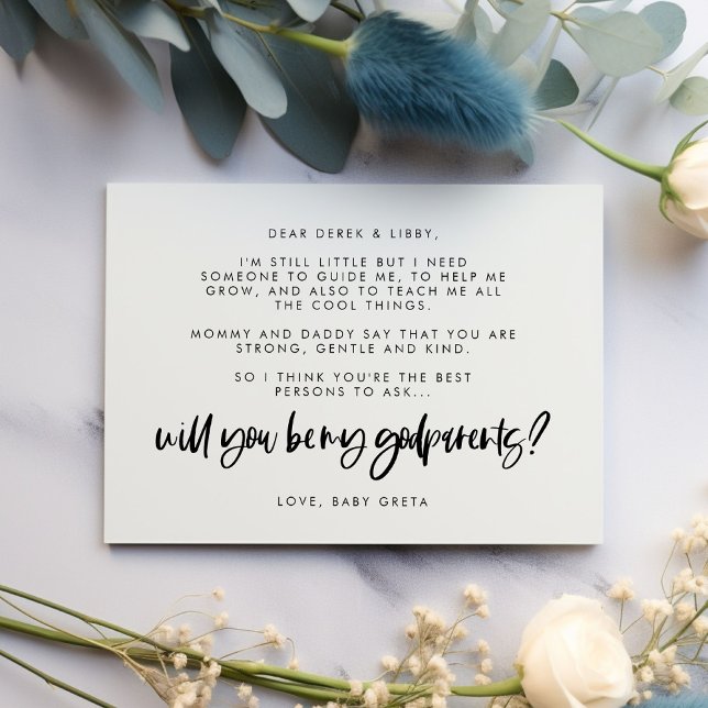 Modern elegant Godparents proposal text card (Creator Uploaded)