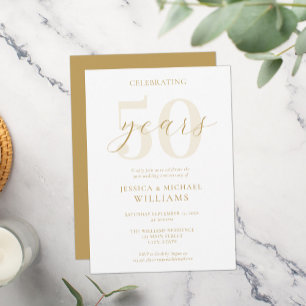 Modern Elegant Gold  50th Wedding Anniversary Invitation