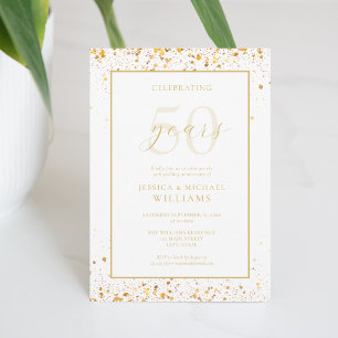 Modern Elegant Gold  50th Wedding Anniversary Invitation