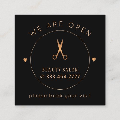 Modern elegant gold and black beauty salon appointment card