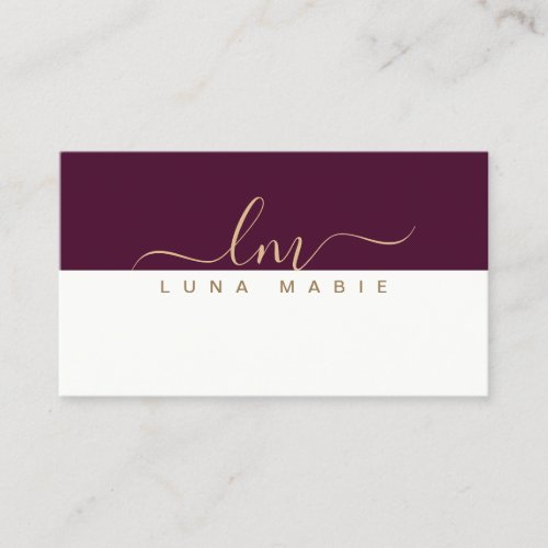 Modern Elegant Gold and Burgundy Wine Color Calling Card