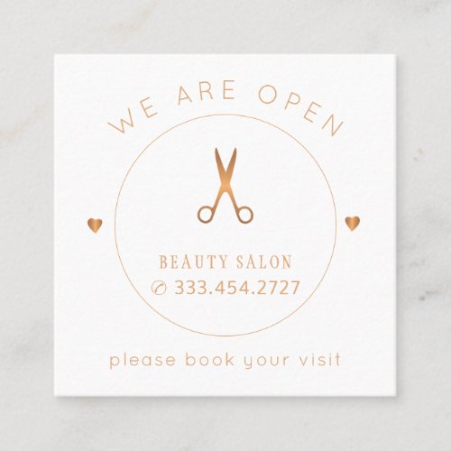Modern elegant gold and white beauty salon appointment card