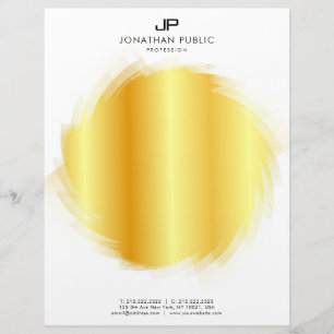 Modern Elegant Gold And White Monogrammed Letterhead