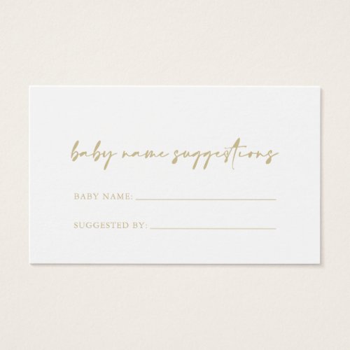 Modern Elegant Gold Baby Name Suggestions Card