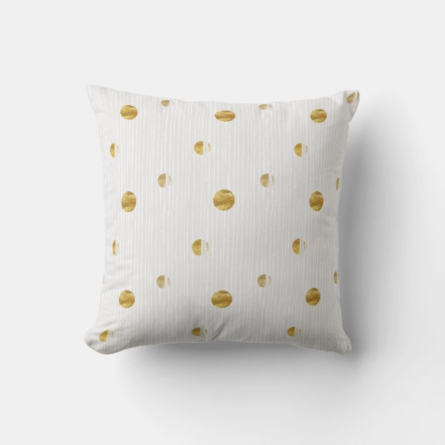 Modern Elegant Gold Beige Dots Stripes Throw Pillow (Front)