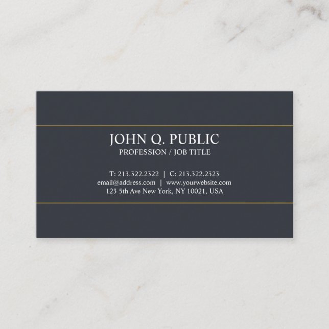 Modern Elegant Gold Black Design Artistic Plain Business Card (Front)