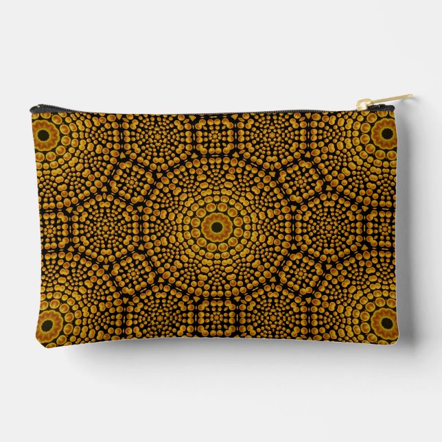 Modern Elegant Gold & Black Dot Art Pattern Accessory Pouch (Back)