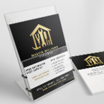 Modern Elegant Gold & Black Handyman  Flyer<br><div class="desc">Modern handyman business flyer features gold tools in the shape of the house on a black background. Personalize with your name,  title,  services,  contact details and qr code.</div>