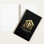 Modern Elegant Gold & Black Handyman Planner<br><div class="desc">Modern handyman business planner / appointment book features gold tools in the shape of the house on a black background. Personalize with your name,  title and contact details.</div>