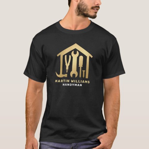 Modern Elegant Gold  Black Handyman  T_Shirt