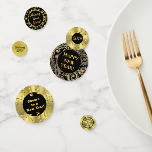 Modern Elegant Gold Black New Years Eve Confetti