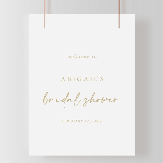 Modern Elegant Gold Bridal Shower Welcome Poster (Creator Uploaded)