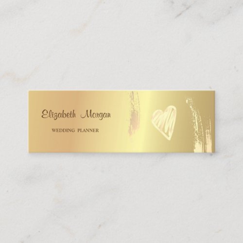 Modern   Elegant Gold Brush StrokeHeart Mini Business Card
