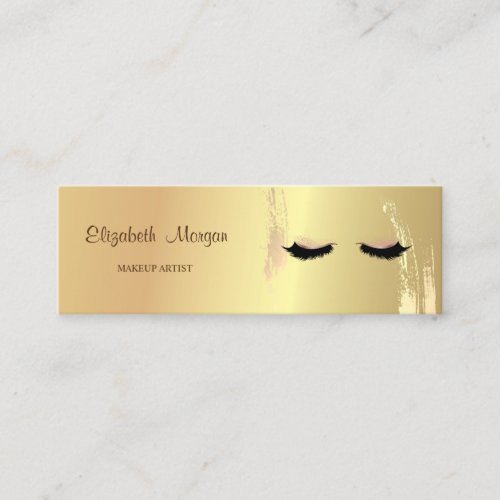 Modern   Elegant Gold Brush Stroke Lashes Mini Business Card