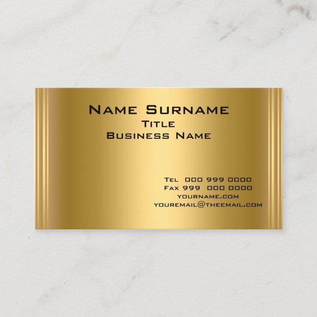Modern Elegant Gold Business Cards (Front)