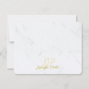 Modern Elegant Gold Caligraphy Script Marble Top Note Card