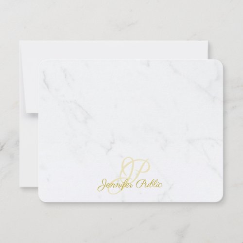 Modern Elegant Gold Caligraphy Script Marble Top Note Card
