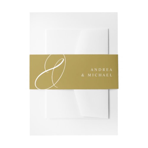 Modern Elegant Gold Calligraphy Swirls Wedding Invitation Belly Band