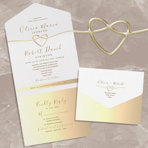 Modern Elegant Gold Calligraphy Wedding All In One Invitation
