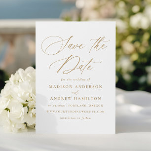 Modern Elegant Gold Calligraphy Wedding Save The Date