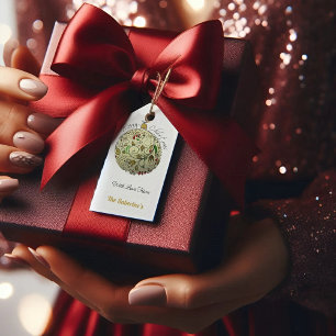 Modern Elegant Gold Christmas Doodle Ornament Gift Tags