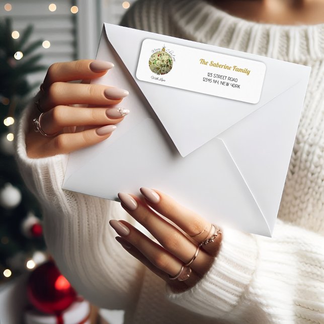 Modern Elegant Gold Christmas Doodle Ornament  Label (Creator Uploaded)