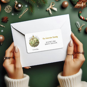 Modern Elegant Gold Christmas Doodle Ornament Label