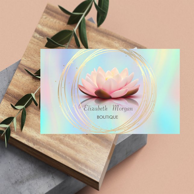 Modern Elegant Gold Circles Lotus Holographic Business Card (Creator Uploaded)