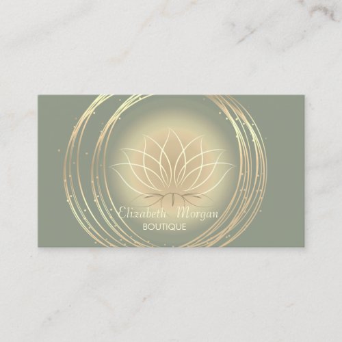 Modern Elegant Gold Circles Lotus Sage Green 